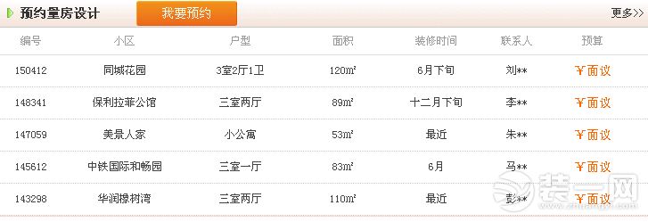 合肥锦致装饰业主预约量房信息