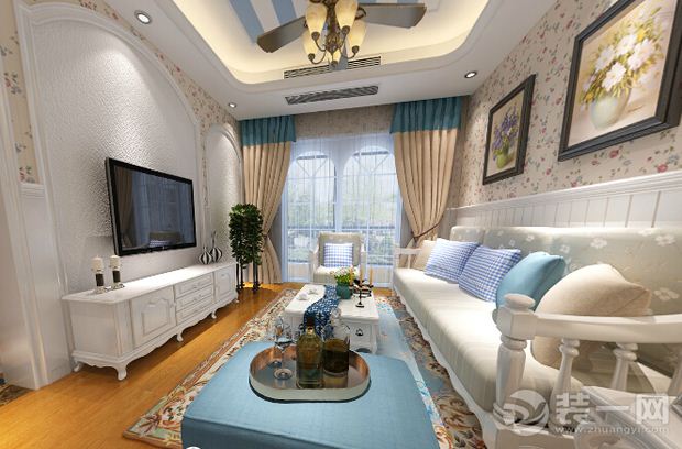 超级清新漂亮的两室两厅地中海风格装修效果图推荐