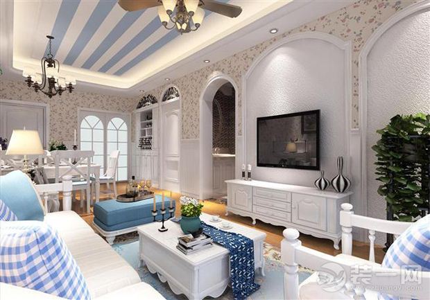 超级清新漂亮的两室两厅地中海风格装修效果图推荐