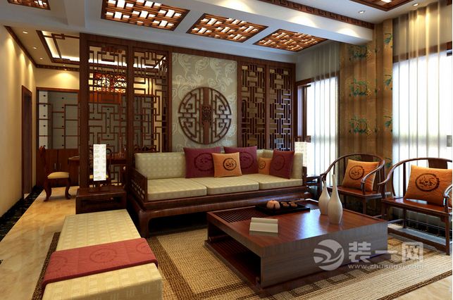 武汉中式复式客厅装修效果图