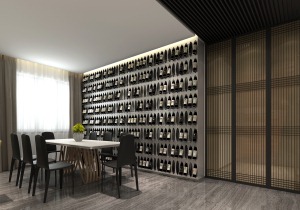 郑州物华国际80平米二居室北欧高级灰风格6万装修酒柜装修效果图