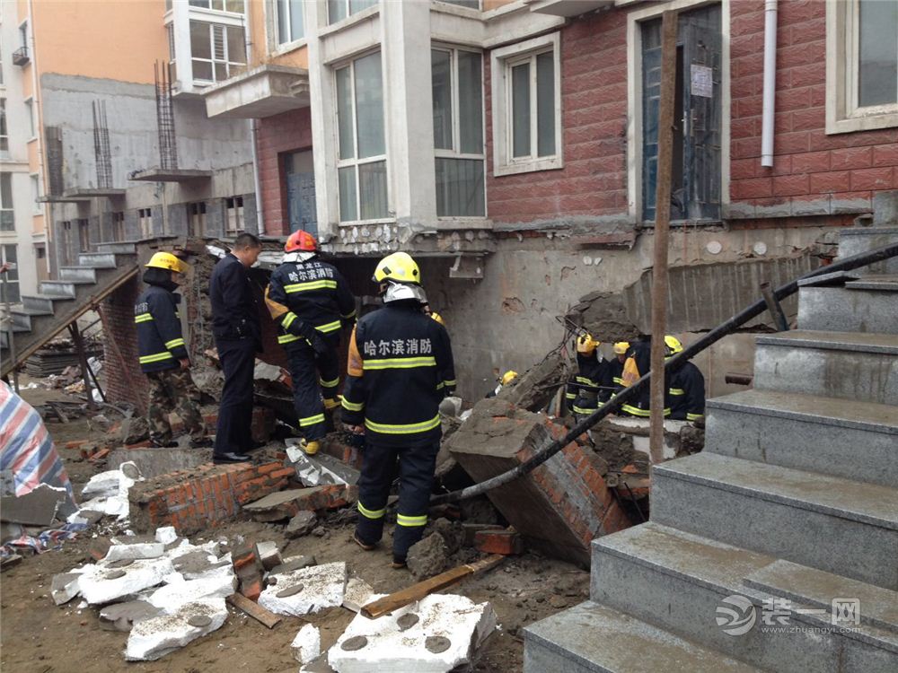 哈尔滨清河湾小区私建地下室坍塌 造成1死1伤