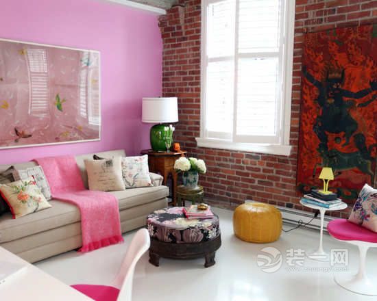浪漫粉红色系客厅装修效果图