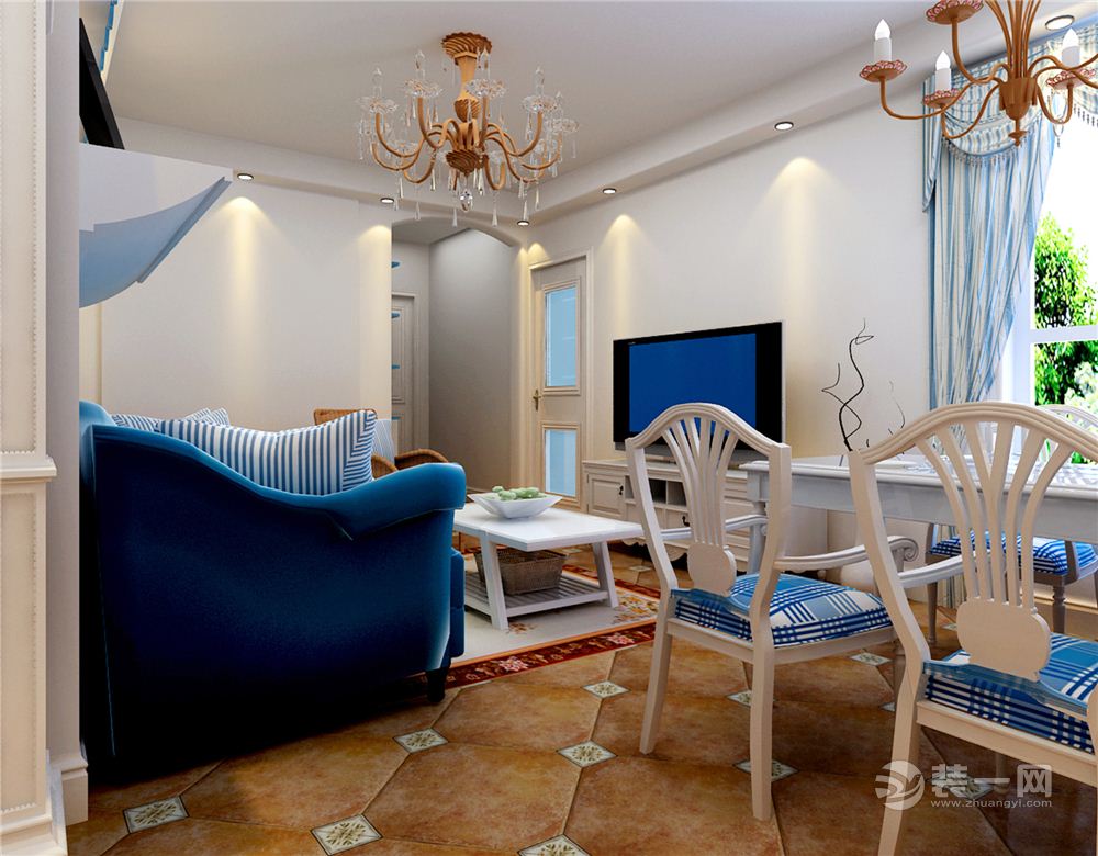 80平两室一厅装修效果图 地中海风格装修案例 