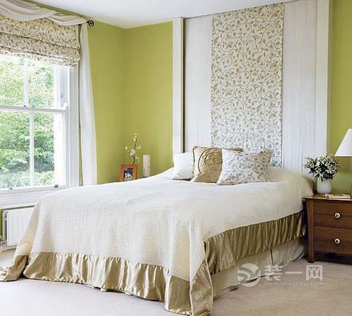 无锡装饰网小清新卧室装修 清新的绿色加植物图案