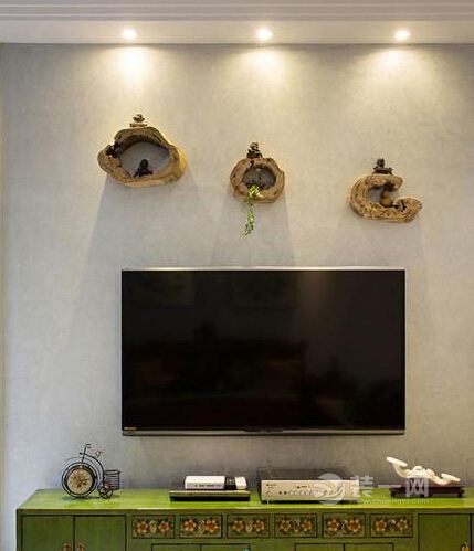 镇江新中式风格客厅电视柜背景墙装修效果图