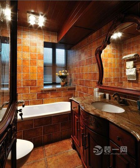 锦州装修网美式新古典风格卫浴间装修效果图