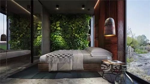 青岛室内绿化设计卧室绿植墙装修效果图