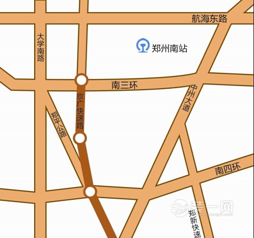 郑州京广快速路二期南延示意图