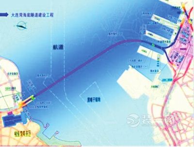 大连湾海底隧道建设工程示意图