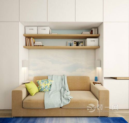 温州装修网：小户型极简风格客厅软包沙发背景墙装修效果图