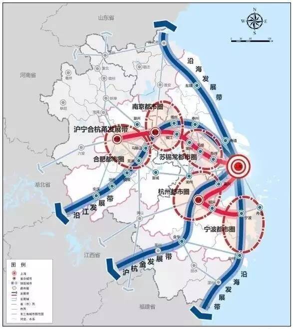 长三角城市群空间格局示意图