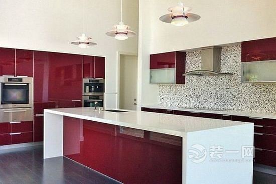 红色厨房装修设计 装饰装修设计 装一网叶集站