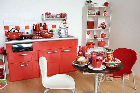 红色厨房装修设计 装饰装修设计 装一网叶集站