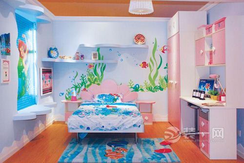 南阳迪士尼美人鱼主题儿童房装修效果图