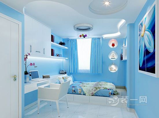 雪光白+纯净蓝 纯洁无暇 儿童房设计
