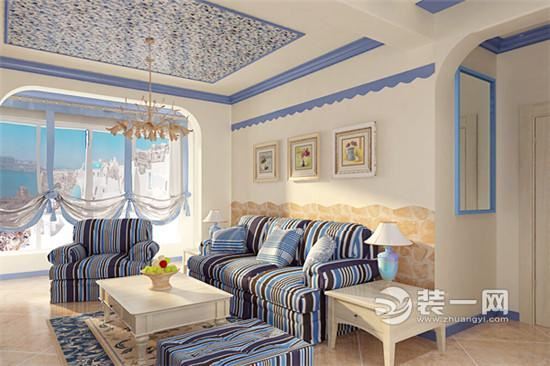 欧洲杯装饰装修地中海风格客厅装修设计效果图