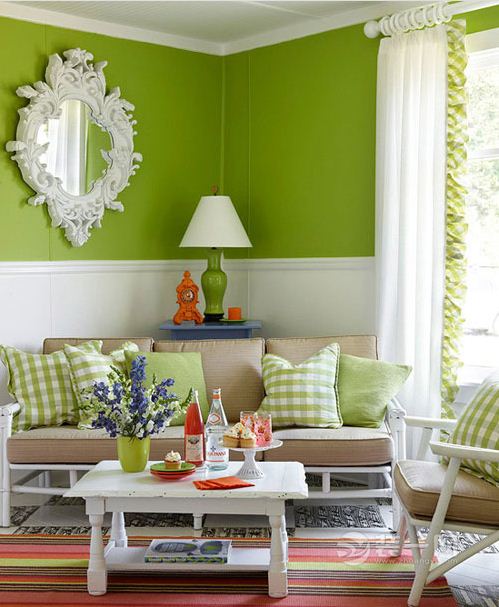 自然绿色系客厅装饰装修效果图