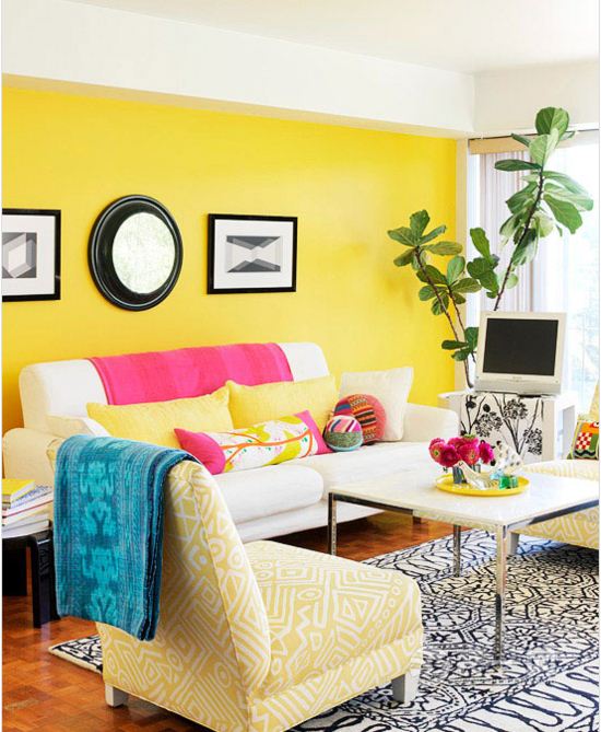 黄色系客厅装饰装修效果图