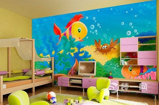 儿童房手绘墙装修效果图