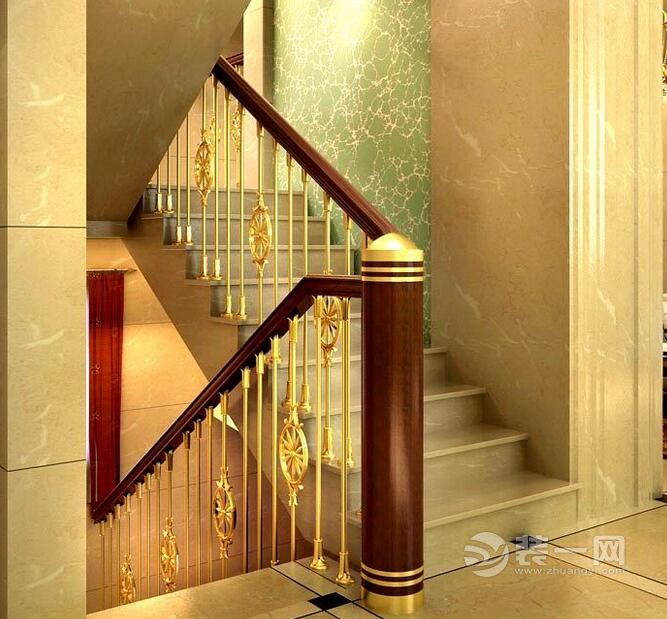楼梯扶手效果图楼梯铜扶手