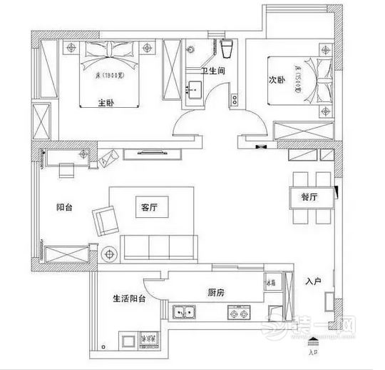 70平米北欧风格装修平面图