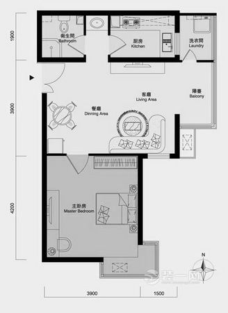 一室一厅户型图