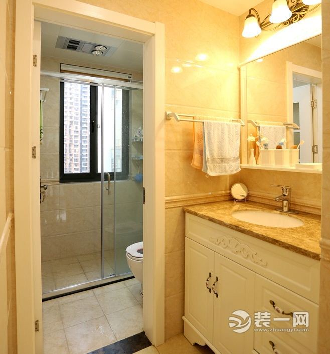 合肥装修网110平米三室两厅新古典风格干湿分离卫浴间装修效果图