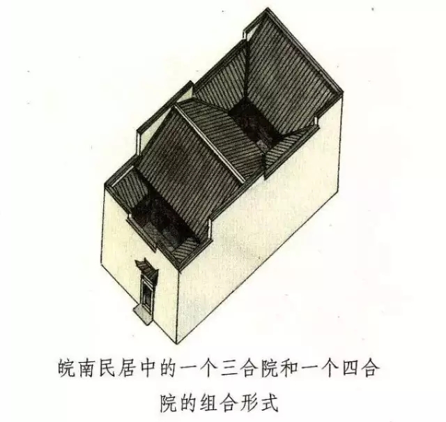 皖南民居中的一个三合院和一个四合院的组合形式