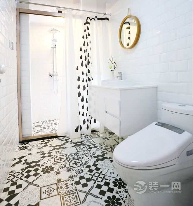 郑州装修网88平米两室一厅现代简约风格卫浴间装修效果图