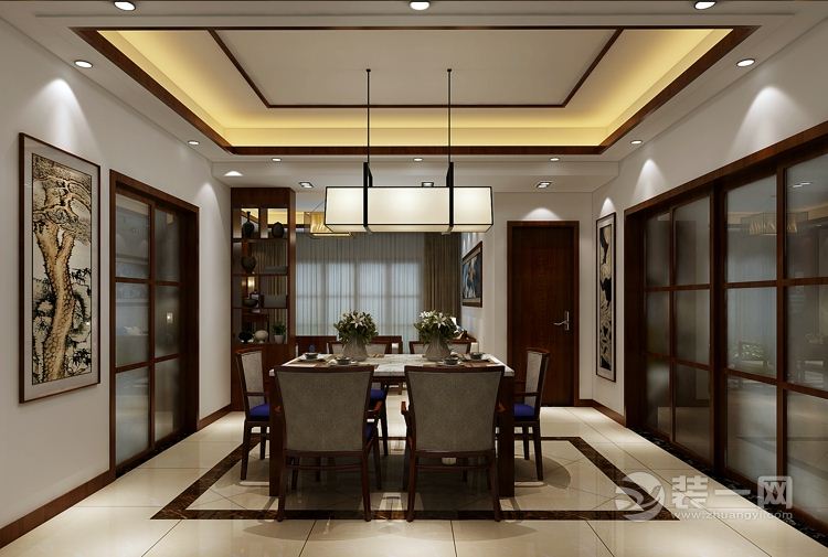 武汉装修网怡景江南180平四室两厅中式风格餐厅装修效果图