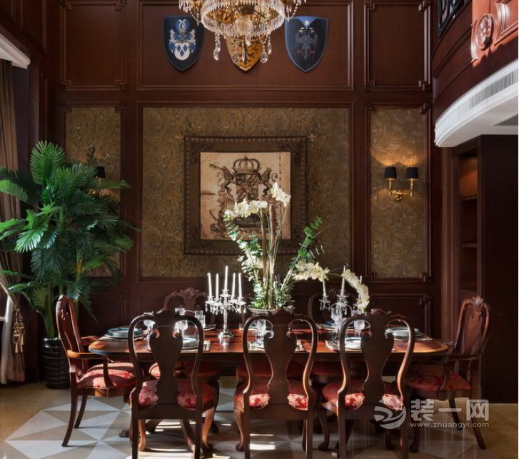 郑州装修网130平米三室两厅英式古典风格餐厅装修效果图
