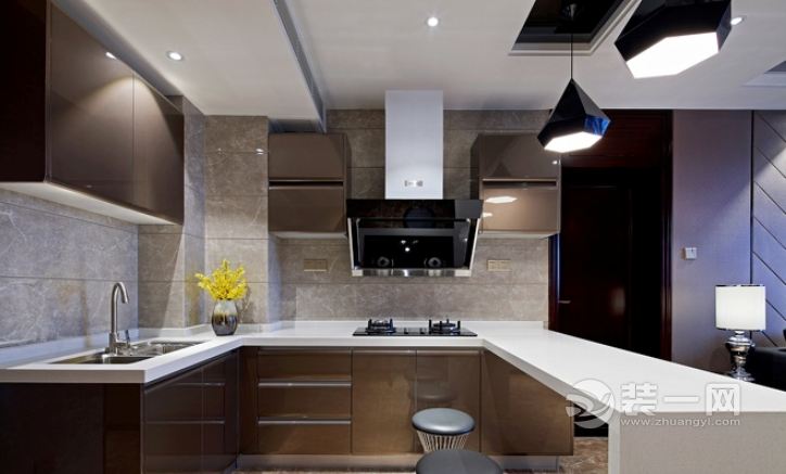 郑州装修网60平米现代简约风格酒店式公寓厨房装修效果图