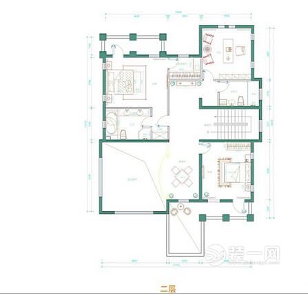 北京轻舟装饰公司泊爱蓝岛越层别墅200平米五室两厅平面效果图