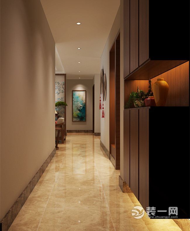 郑州装修网推荐海马公园200平米五室两厅两卫新中式风格走廊装修效果图