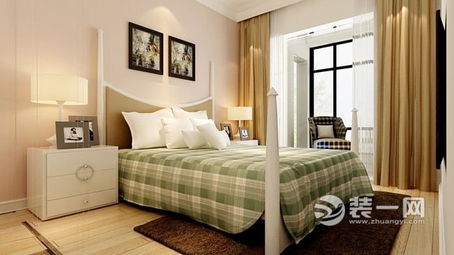 郑州装修网推荐海马公园200平米五室两厅两卫新中式风格卧室装修效果图