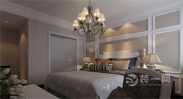 合肥装修网橡树湾125平米简约美式风格装修样板房卧室装修效果图