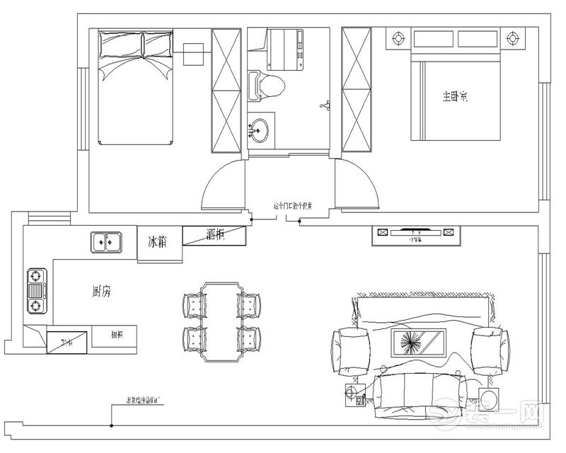 99平米两居室欧式风格装修户型图