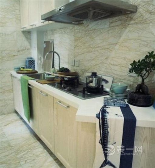 珠海装修公司46平田园风格一室一厅厨房装修设计效果图