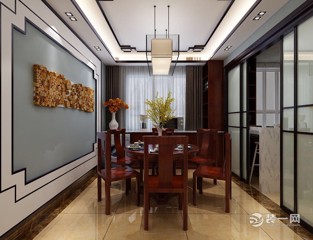 济南装修公司名辉豪庭118平米中式风格装修样板房餐厅装修效果图