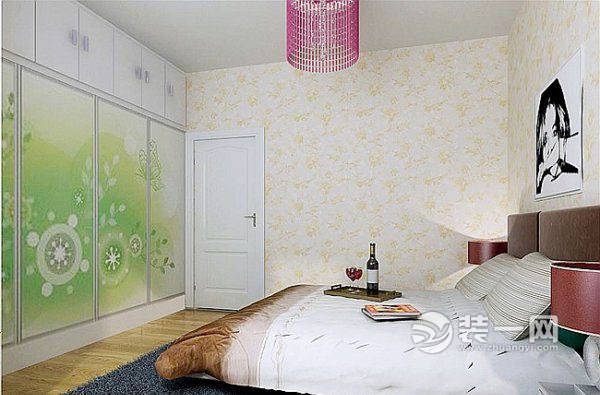 现代简约卧室壁纸装修效果图