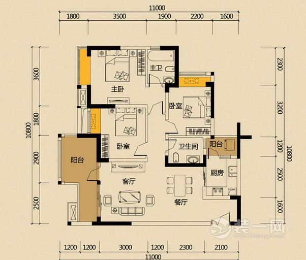 重庆装饰公司85平三室一厅日式风格装修效果图