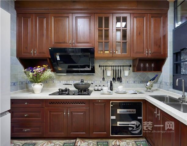 珠海装修网420平美式混搭风格二层别墅厨房装修设计效果图