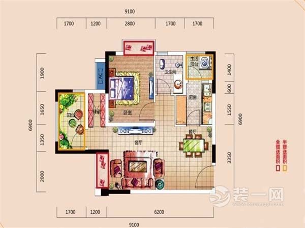 重庆装饰公司45平小户型一室一厅北欧风装修效果图