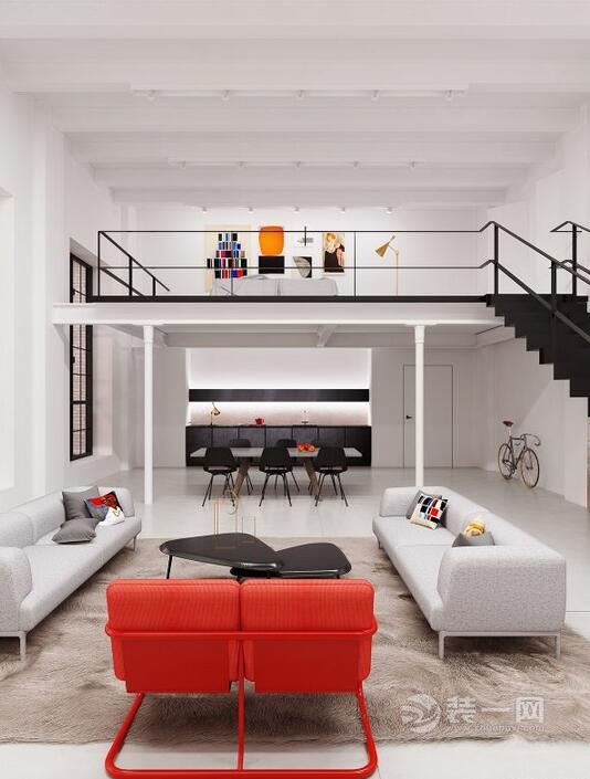 上海装修公司现代简约装修风格loft公寓装修效果图 小户型装修效果图