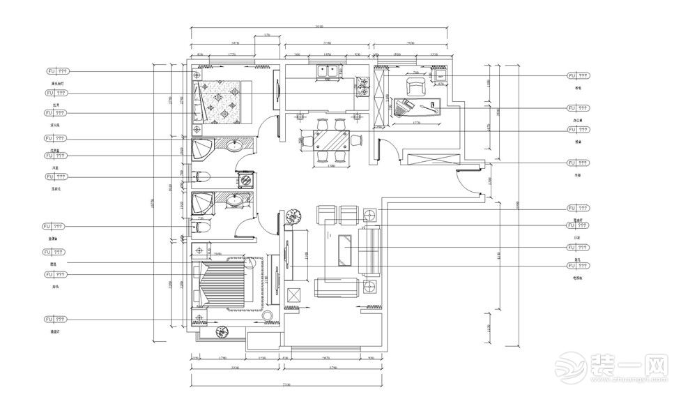 天津装修公司70平两室一厅现代简约装修效果图