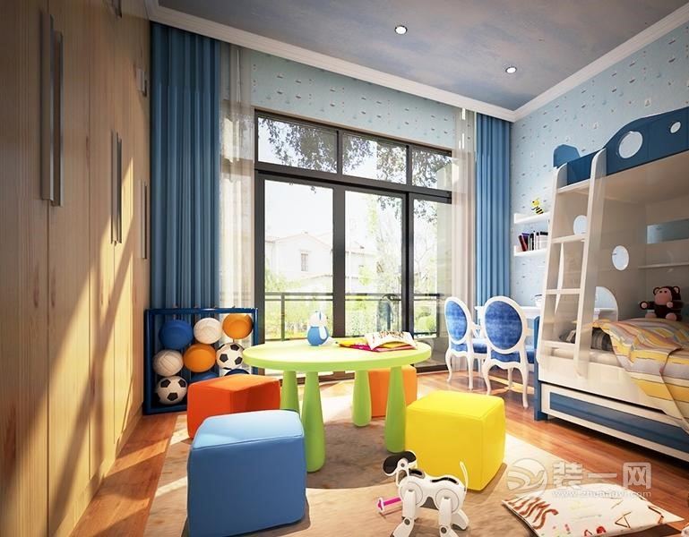 佛山装饰公司360平现东南亚风格复式别墅儿童房装修效果图