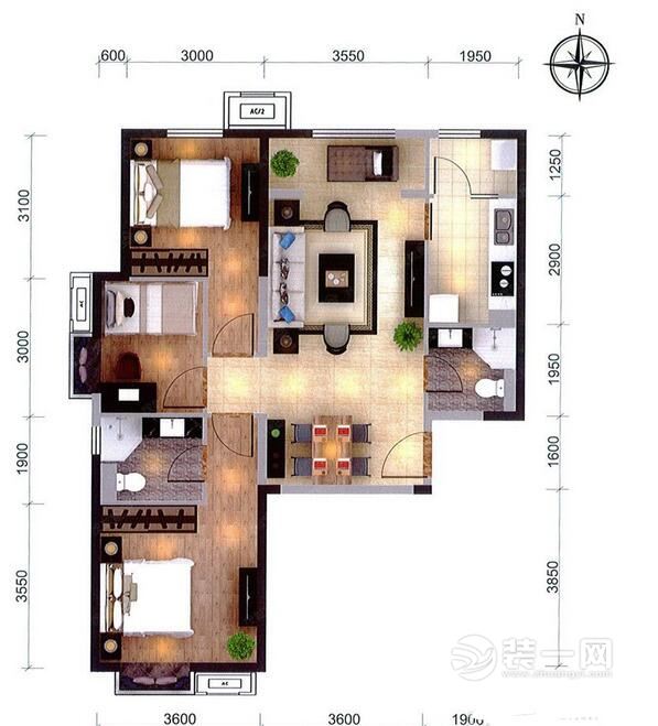 两室一厅99平米户型图 北京装修公司宜家风格装修效果图