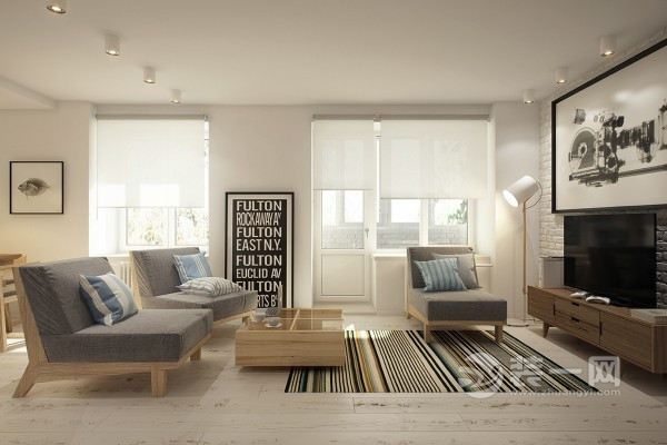 乌鲁木齐45平单身公寓北欧混搭清新风格装修效果图