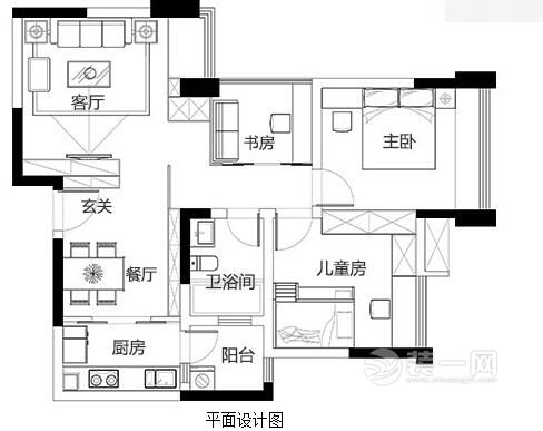 北京装饰公司朝阳区70平米两室一厅装修效果图 四口之家旧房改造案案例装修效果图